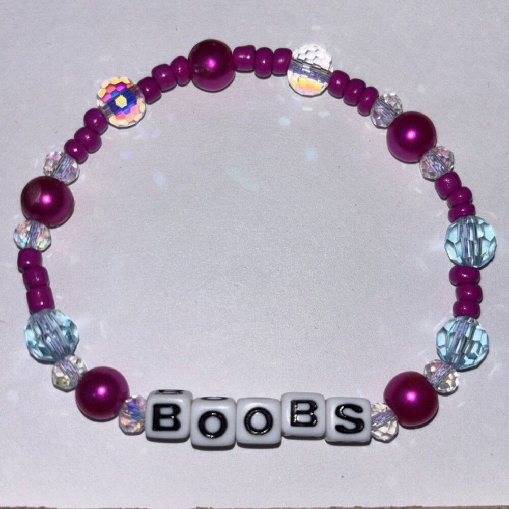 Handcrafted Beaded Stretch Bracelet Pink Y2K Aesthetic Novelty Gag Gift Jewelry